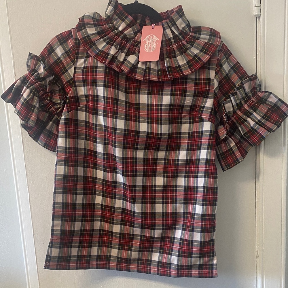 Stylish Plaid Ruffle Blouse